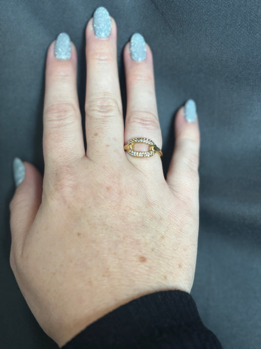 Bague strass anneau dorée